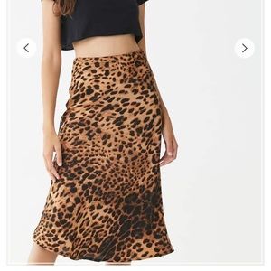 Satin Leopard Skirt